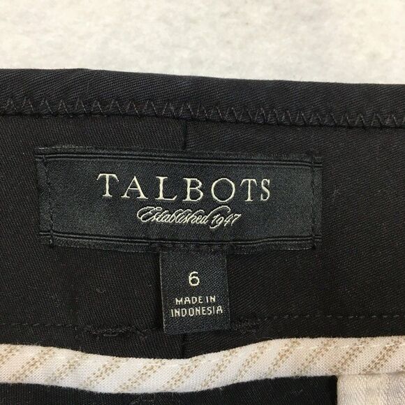 Talbots Womens 6 Signature Slim Straight Leg Ankle Pants Black Cotton Stretch - Picture 4 of 14